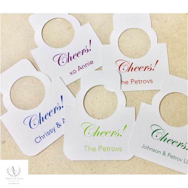 Bottle/Wine Tag "Cheers!"---Personalized!