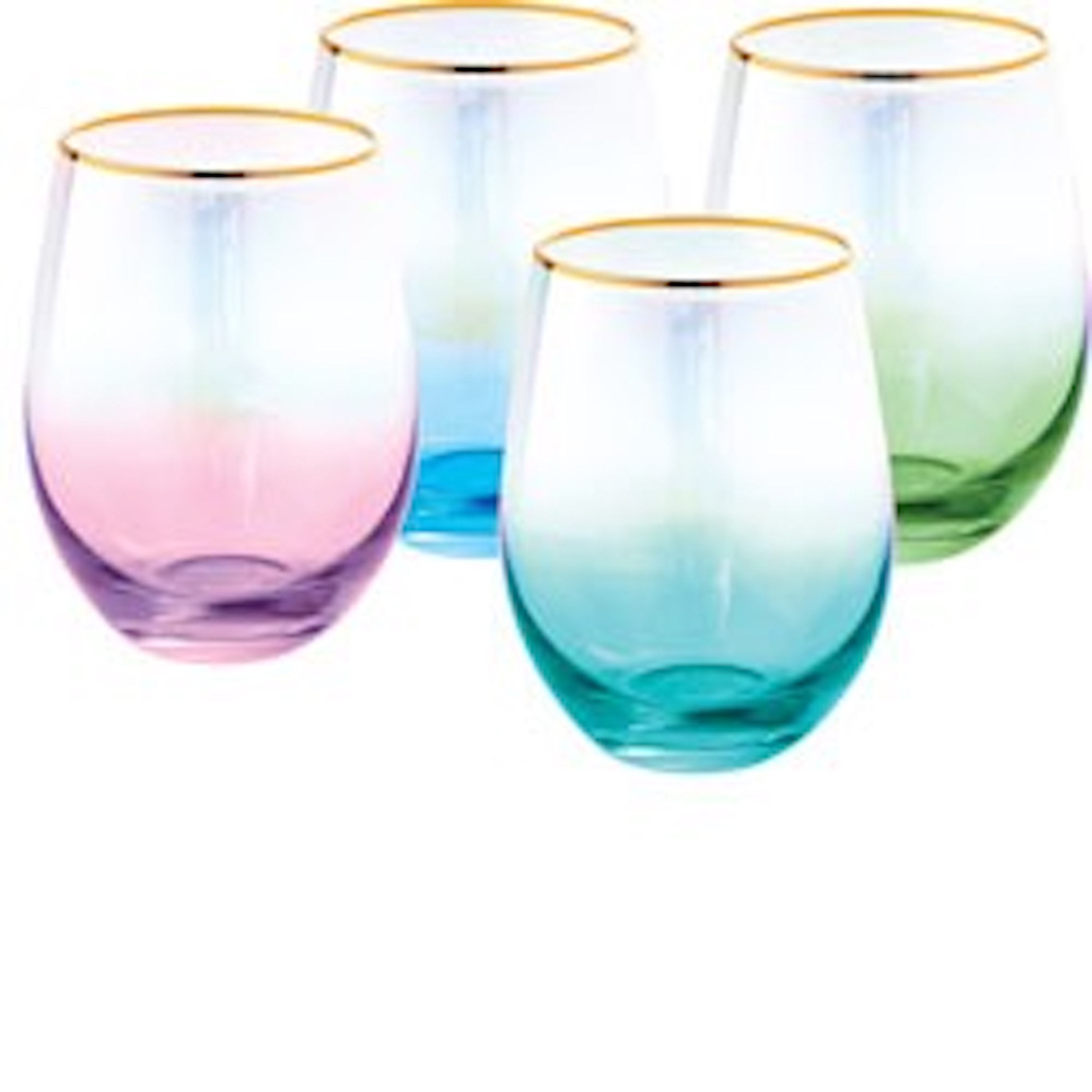 Entertain 365 True Colors Stemless Wine Glasses Set in Purple, Red, Orange  and Blue (Set of 4)