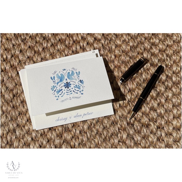 Elegant Watercolored Blue Floral  Notes - Image 5