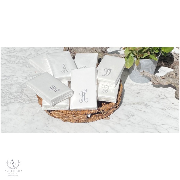 Luxe Initials Guest Towels- SILVER Imprint- disposable - Image 5
